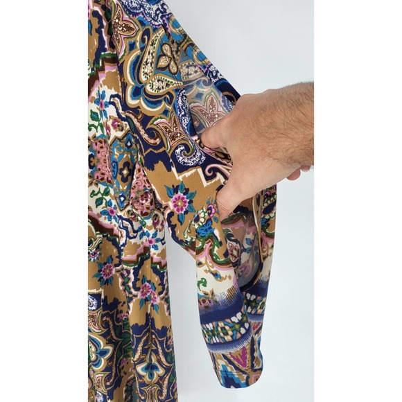 Chico's Victorian Kalidoscope Fall Gold Dress Long Sleeve Women's L (Vanity 2) - Picture 3 of 8